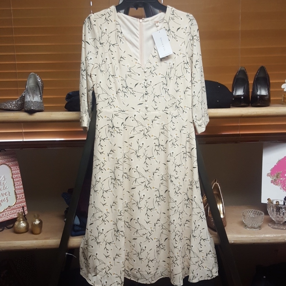 Darling Cream Floral Dress